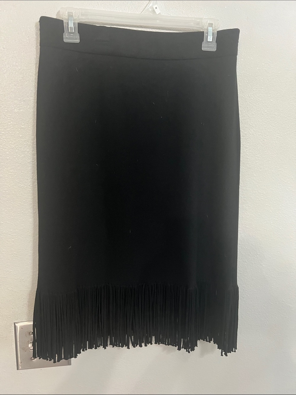 Black Fringe Hem Pencil Skirt - Women's